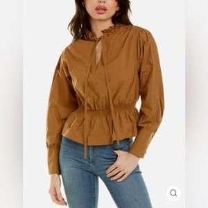 Rebecca Taylor, Brown, longsleeve, Poplin blouse, size smaall